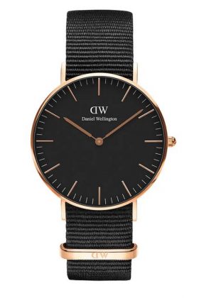 Montre classique noire cornwall Daniel Wellington