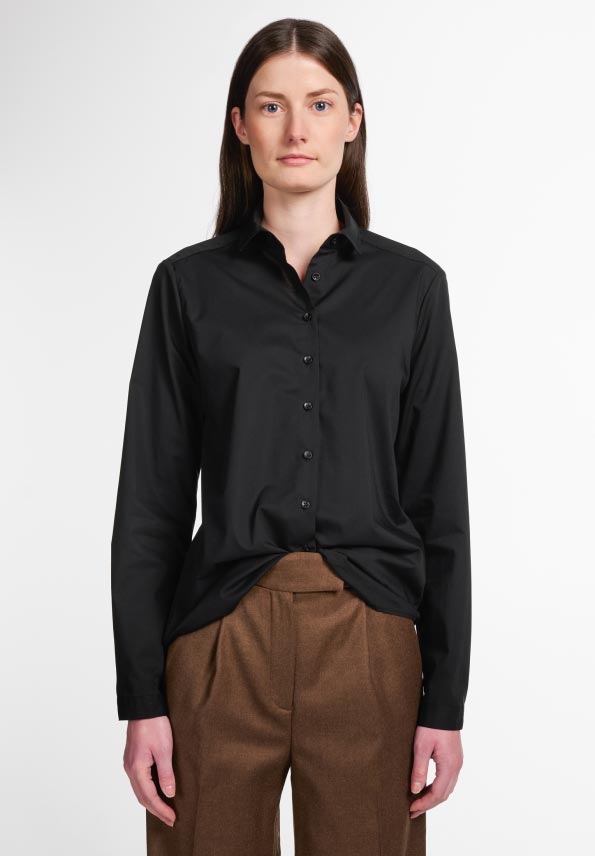 Chemise noire classique tenue bureau chemisiers femme Eterna