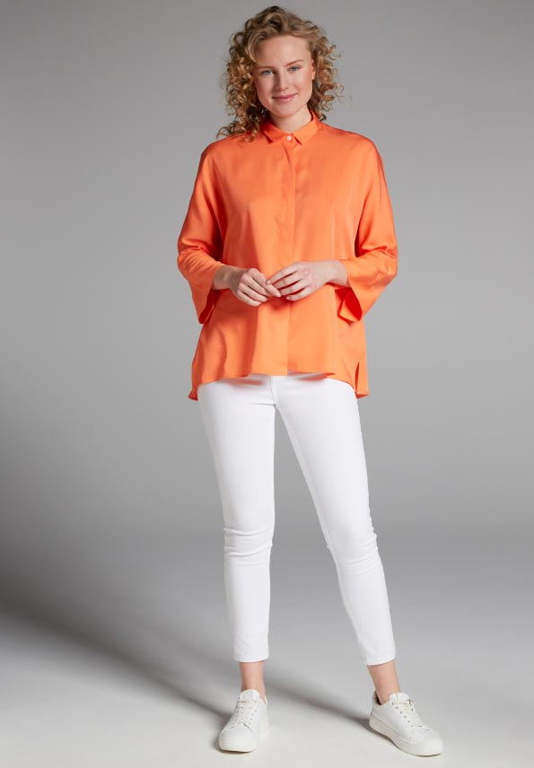 chemise orange blouse Eterna look bureau