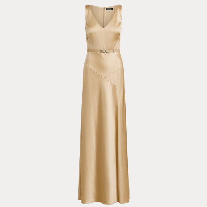vestido largo dorado invitada boda Ralph Lauren