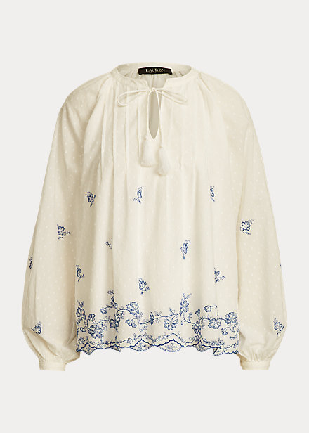 Sombra de ojo brillantes blouse brodée soldes femmes Ralph Lauren