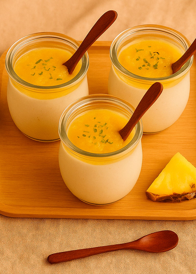 recette sucrées Panna cotta végétale ananas & coco